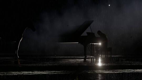雨中台上弹钢琴