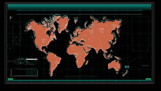 科技未来HUD全球分析地图展示合成
