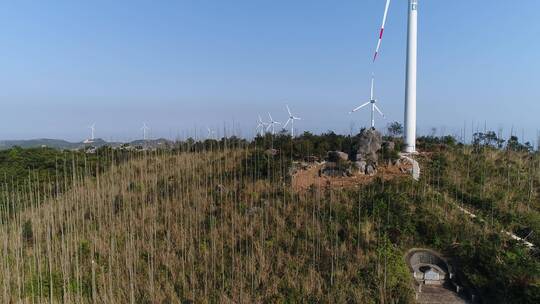 环保电力设施风力发电风车航拍视频素材模板下载