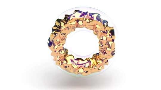 抽象圆形金色玻璃圆旋转可循环无尽