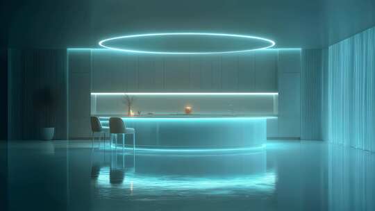 未来感十足的蓝色调科技厨房