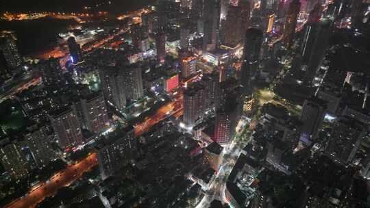 深圳罗湖区夜景航拍