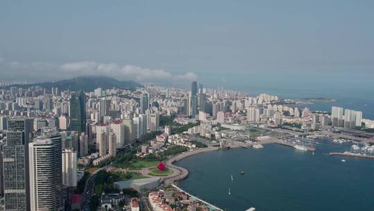 4k 航拍青岛新一线城市建筑景观天际线