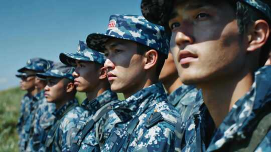 军人列队整齐站立