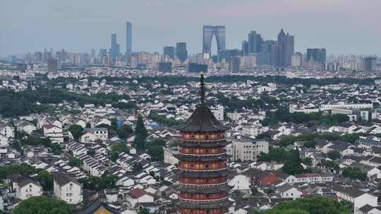 苏州古城报恩寺北寺塔景区夜景（航拍运镜）