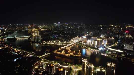 福建福州城市夜景灯光航拍