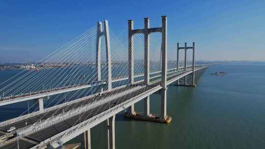 航拍泉州湾大桥建筑风光视频素材模板下载