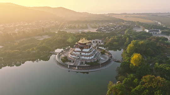 中国江苏无锡灵山寺庙航拍4K高清