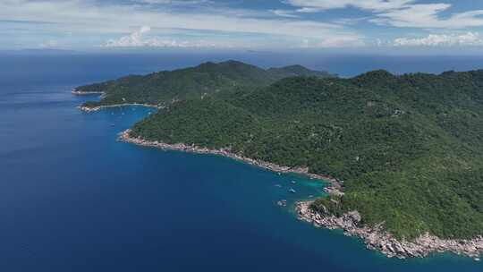 泰国龟岛热带雨林岛屿海湾自然风光航拍