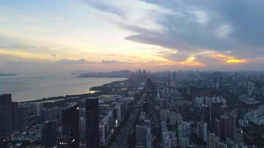 深圳福田车公庙日落航拍