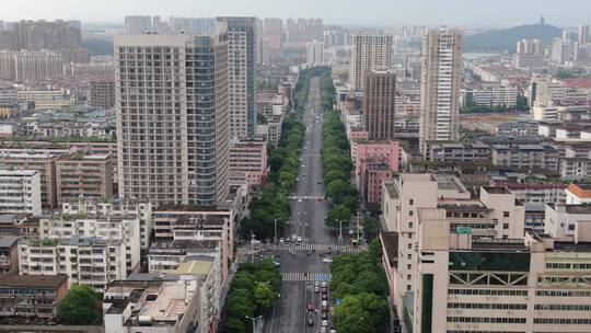 航拍城市风光交通河流桥梁