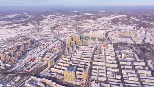 冬季鹤岗城市空镜航拍