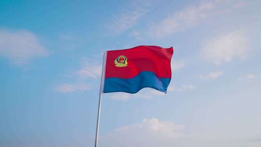 警旗迎风飘扬慢动作