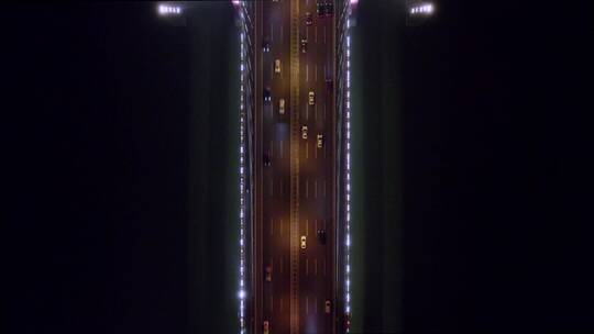 杭州之江大桥夜景航拍车流