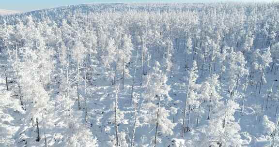 航拍内蒙古大兴安岭冰雪雾凇、雪凇