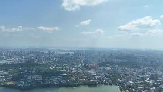 武汉东湖风景区航拍城市湖泊风景建筑风光视频素材模板下载