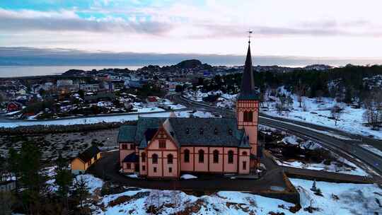 4K航拍挪威罗弗敦群岛城镇自然景点