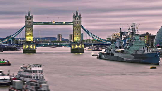 伦敦塔桥的HDR延时