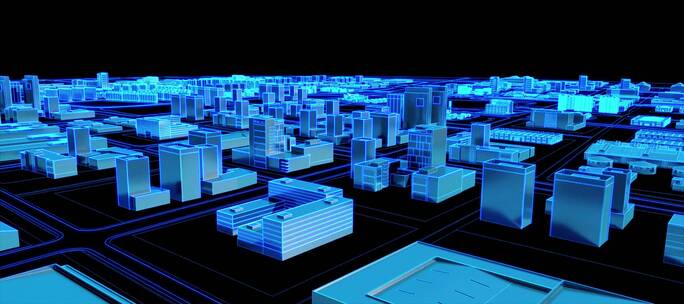 11蓝色科技线框城市动画展示