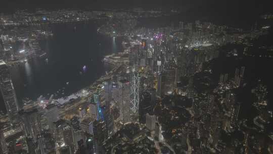 香港CBD城市夜景航拍实拍视频4K30P
