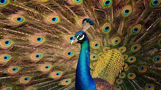 开屏的孔雀特写素材