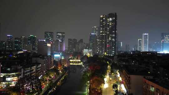 航拍成都锦江区春熙路商圈夜景