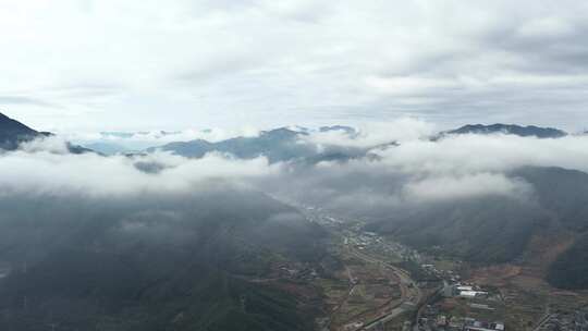 雨后山村云海风景航拍