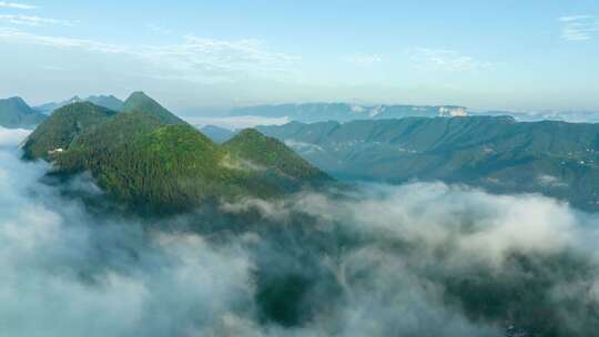 航拍山区云海日出