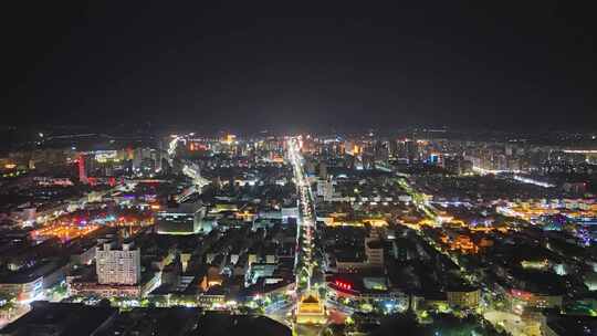 张掖城市大景夜景灯光航拍延时