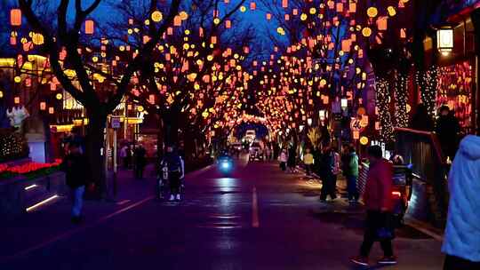 北京老街模式口古道春节灯会过年年味夜景