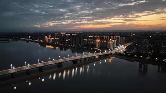 眉山城市航拍高速路夜景