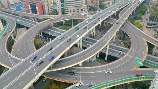 上海市黄浦区鲁班路立交桥车流风景视频素材