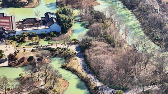 航拍瘦西湖风景区大明寺观音山园林寺庙