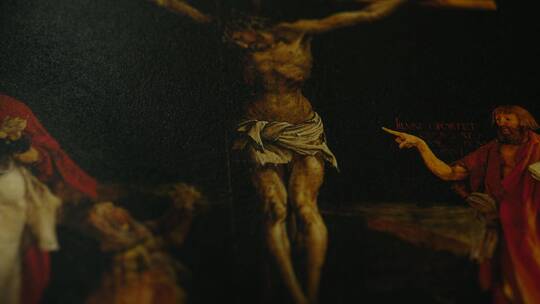 欧洲油画基督受难图光影视频素材