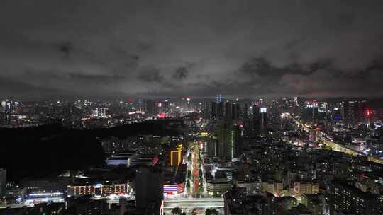 广东深圳城市大景夜景灯光航拍