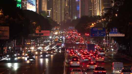 深圳深南中路夜景车流