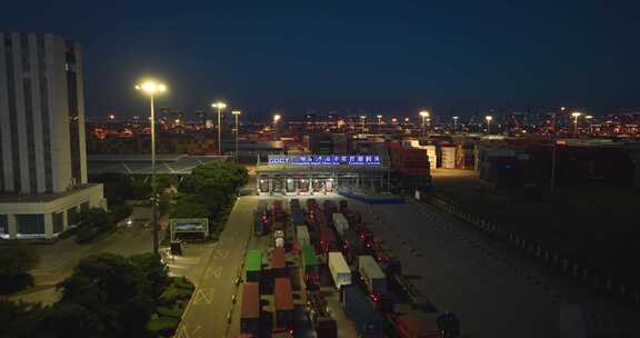 广州南沙港码头夜景航