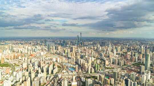航拍上海陆家嘴外滩建筑群