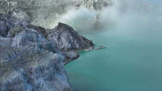 HDR印尼爪哇岛伊真火山湖泊航拍自然风光