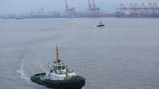 宁波港口 拖船视频素材模板下载