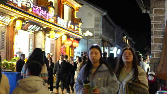 大理古城丽江古城节日街道商店街景