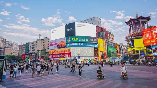 长沙繁华五一商圈都市生活城市百态街道人流