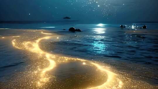 梦幻海岸粒子光效夜景
