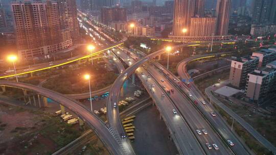 航拍衡阳杨柳大桥夜景