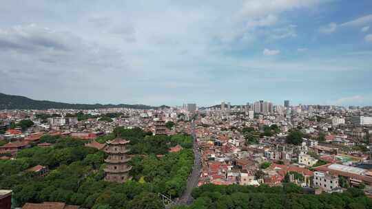 福建泉州古西街钟楼开元寺航拍