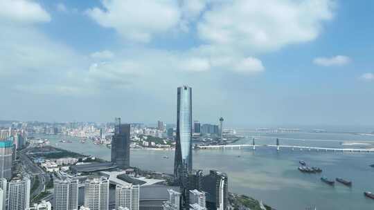 珠海中心大厦航拍城市摩天大楼珠海建筑风光