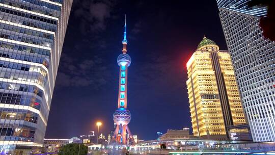 上海东方明珠外滩三件套4K夜景延时素材