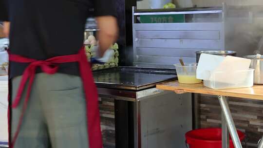 早餐 夜宵  食品 街道 行人 视频 素材