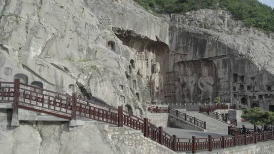 龙门石窟夜景航拍香山寺洛阳景点文化