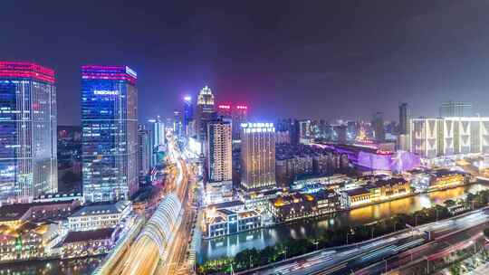 中国武汉市鸟瞰图的时移